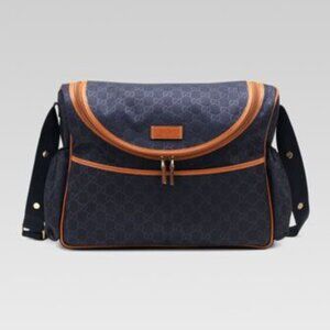 Gucci Guccissma Nylon Diaper Bag Navy Sheen Monogram